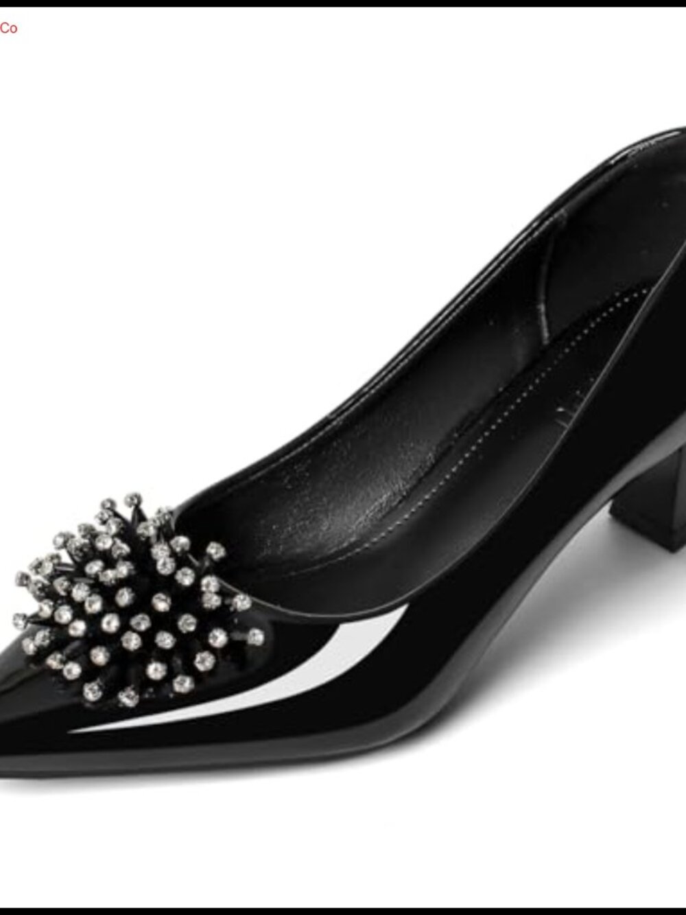 Women's Kitten Heels Pointed Toe Faux Leather Pumps Rhinestone Wedding